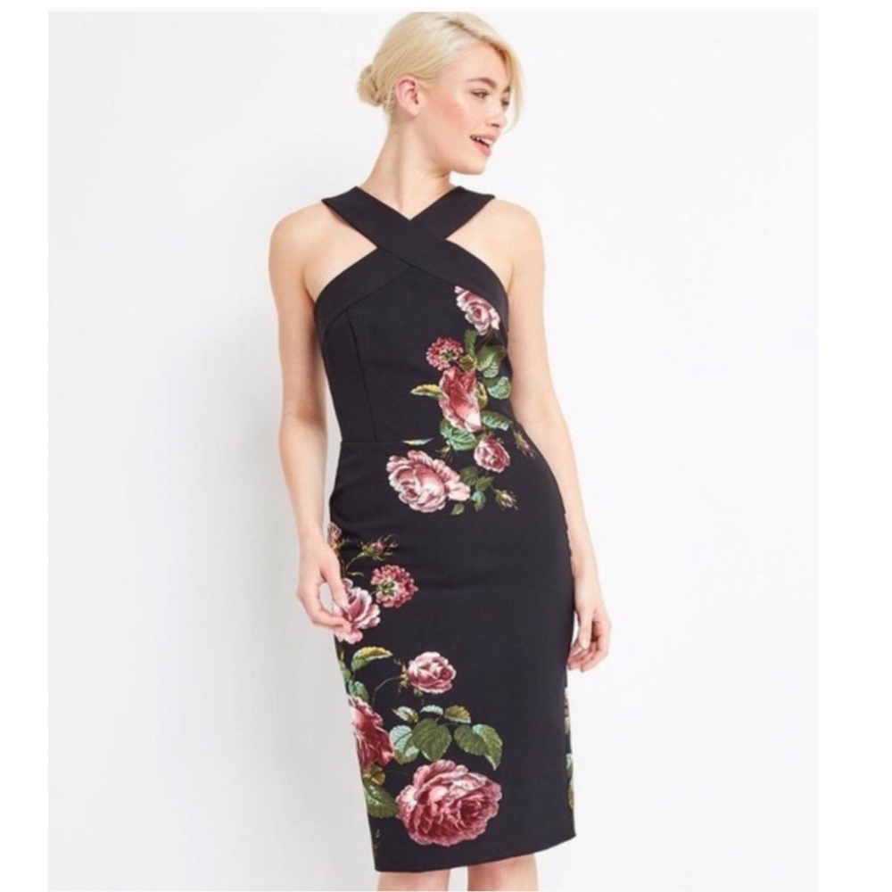 Oasis Museum Of Royal Worcester Floral Black Dress